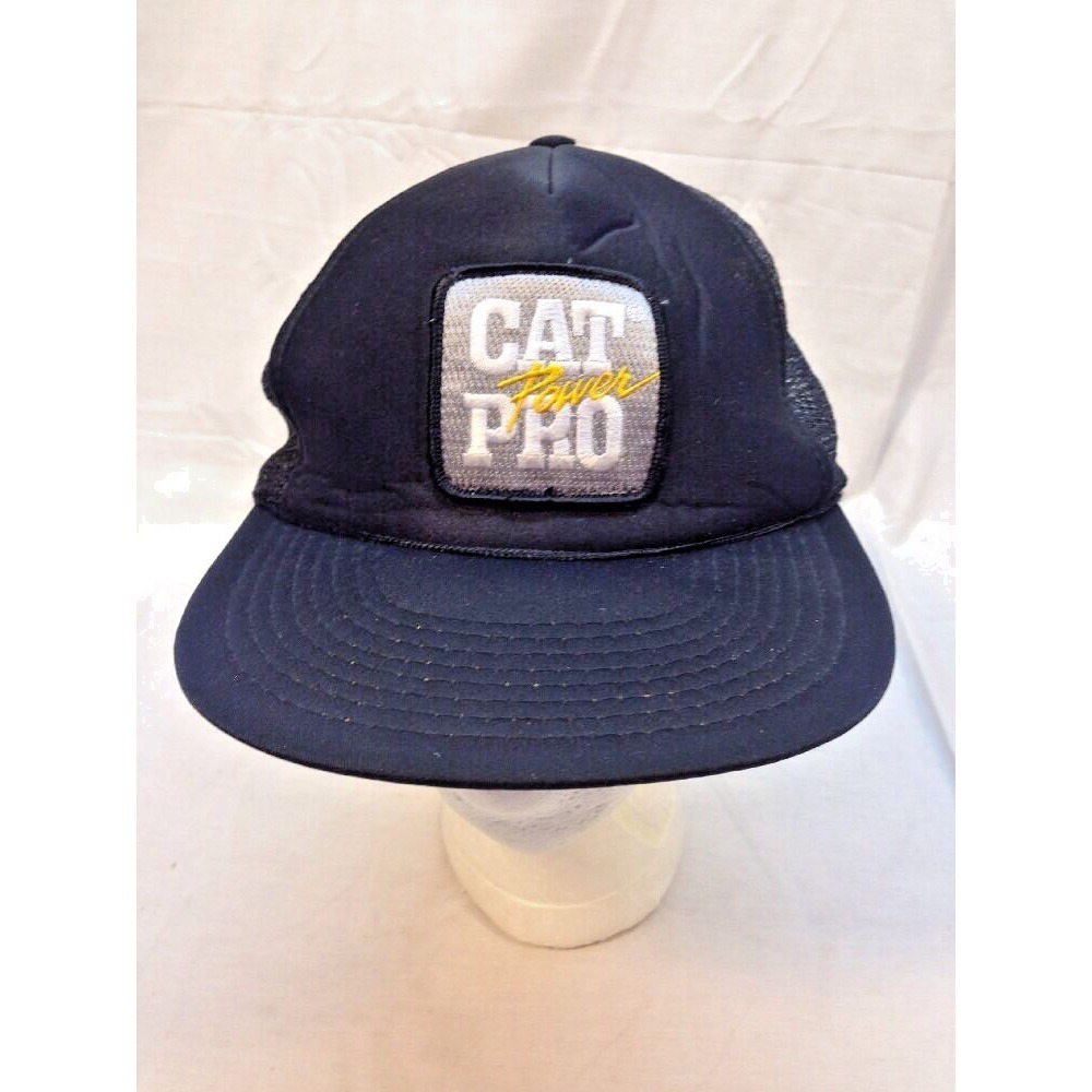 Vintage CAT POWER  PRO Mesh Snap Back Hat Cap BLACK Trucker